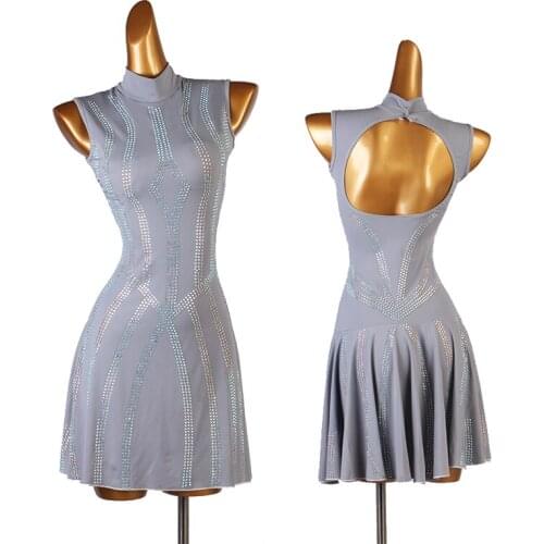 Latin Dance Dress Women Adult/Kids Sleeveless Rhinestone Clothing Latin Competition Costumes Rumba Tango Samba Clothes DQL5548