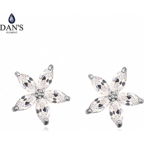 DANS ELEMENT New Sales AAA Zirconia Micro Inlays White Gold Color Flower Earrings For Women Valentines Gift 109031white