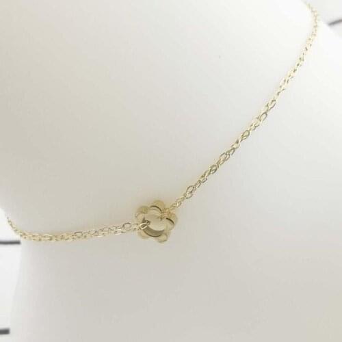 Pentapetal flower classic luxury women fashion stainless steel anklet bracelet