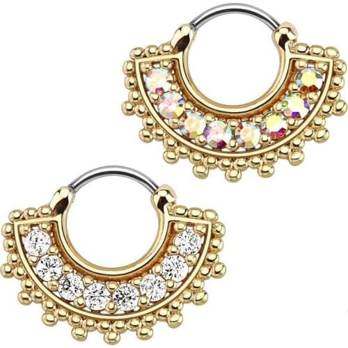 Women Nose Piercing Copper Zircon Gold Color Septum Piercings Rhinestone Multicolor Vintage Woman Body Jewelry Accessories