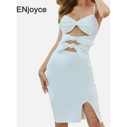 Summer Women Dress White Bodycon Bandage Sexy Butterfly Bow Sleeveless Backless Celebrity Evening Party Dresses Vestidos