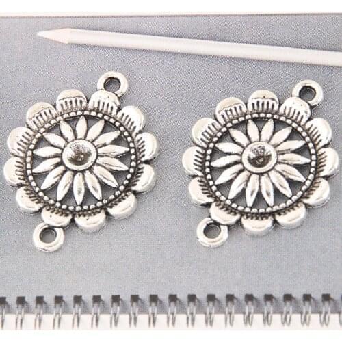 10pcs Flower Rose Charms Silver Color Floral Findings Pendants Fit Bracelets Necklace DIY Metal Jewelry Making