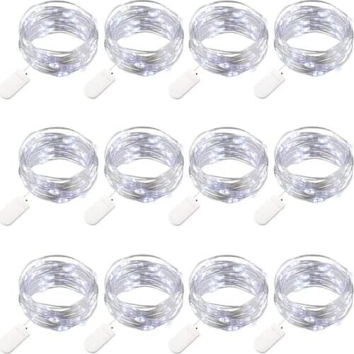 White 12 Pack Fairy Lights Battery Operated, 30 LED Copper Wire String Fairy Lights Indoor 3m Waterproof for Wedding Party Bedro