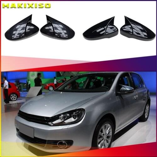 2pcs Car Rear View Mirrors Cover Protector For Golf 6 MK6 R VI 2009-2013 Black 5K0857537 Auto Rearview Mirror Covers Accessories