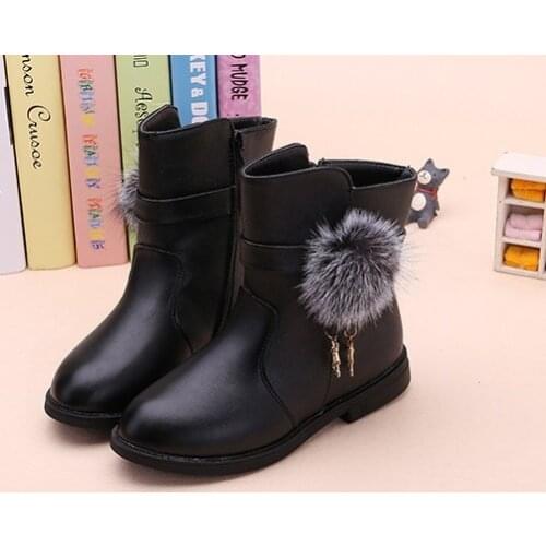 2018child girls snow boots shoes warm plush soft bottom baby girls boots comfy kids leather winter snow boot for Winter Fashion