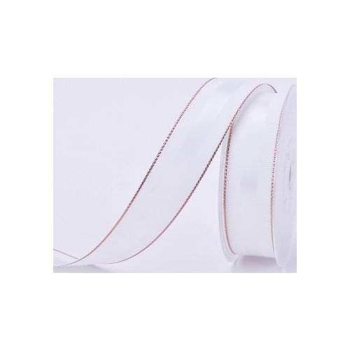 3/8" inch (9mm) plain color rose gold lining with satin ribbons grosgrain