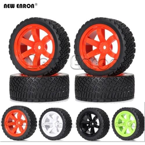 4Pc/Set Plastic Wheel Rim Rubber Tire 6mm Offset For 1/10 RC Car On-Road Rally Racing HSP HPI Redcat Tamiya Kyosho Sakura Himoto