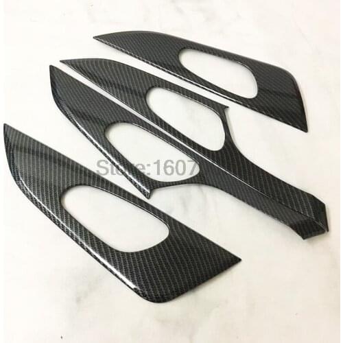 For Nissan X-trail xtrail T32/Rogue 2014 2015 2016 ABS Carbon Fiber Paint Door Inner Built Handle Bowl Frame Lamp Trims 4pcs