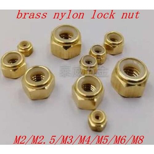 2-5PCS M2 M3 M4 M5 M6 M8 brass nylon insert lock nut