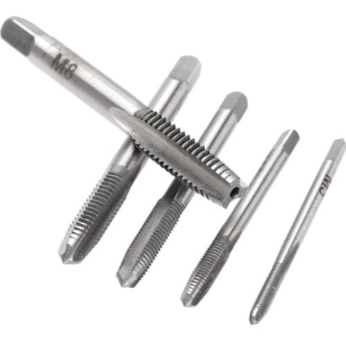 5PCS/Set HSS M3 M4 M5 M6 M8 Machine Spiral Point Straight Fluted Screw Thread Metric Plug Hand Tap Drill M3-M8 Screw Extractor