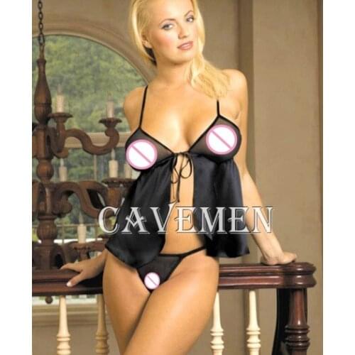 Through the chest Satin Pajamas1574*Ladies sexy G-string T-back Teddy Bikini Boxer Triangle Suit Free Shipping