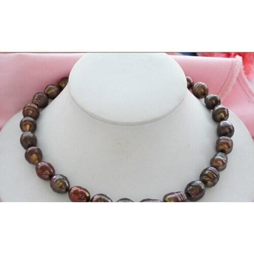 CB176 17" 14mm coffee rice freshwater cultured pearl necklace