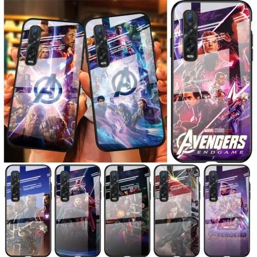 Tempered Glass Cover Marvel Avengers Heroes For OPPO A9 2020 A52 Find X2 Lite Realme 7 7i 6 5 Pro C3 XT Phone Case