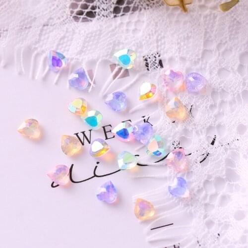 50 Pcs AB Colored Translucent Love Heart Nail Art Decorations 3D Resin Manicure Jewelry Accessories Wholesale Drop Shipping