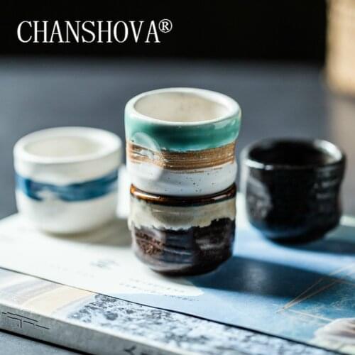 CHANSHOVA Retro style Personality 35ml Ceramic porcelain Handprint wine glass small teacup Sake cup China tea set H358