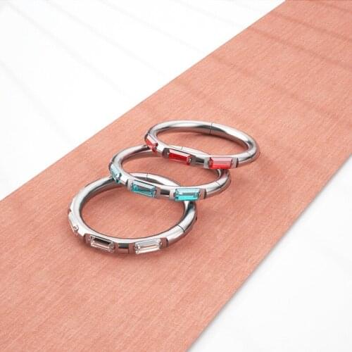 1Pc Surgical Steel 16G Zircon Clicker Segment Nose Hoop Rings Hinged Ear Nose Daith Septum Piercing Body Jewelry Ombligo