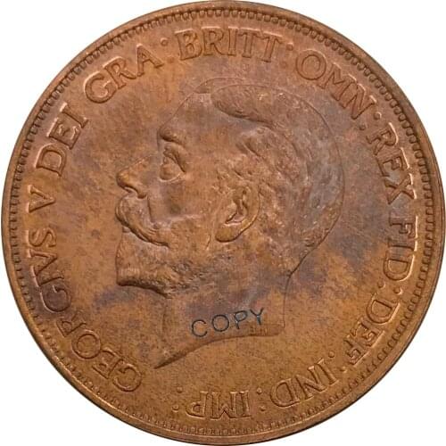 1933 United Kingdom 1 Penny Red Copper collectibles Copy Coin