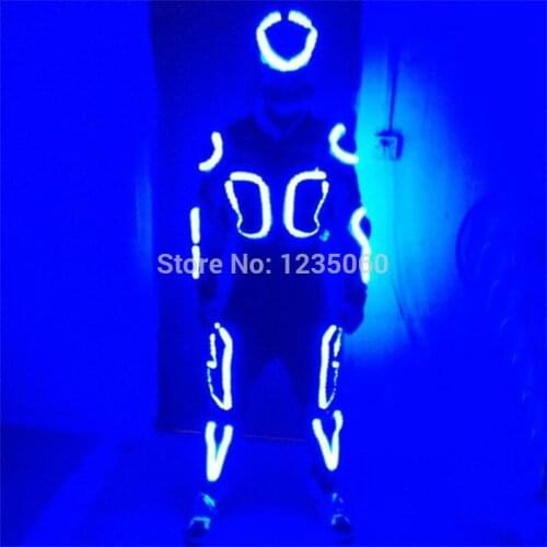 With mask RGB Colorful Mens Luminous led costume DJ party light clothe glowing ballroom dance robot suit stage show performance