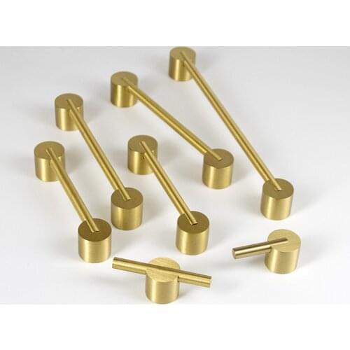 Brass Cabinet Handle Wardrobe Drawer Closet Cabinet Door Single Hole Gold Pull Drawer Knobs and Pulls