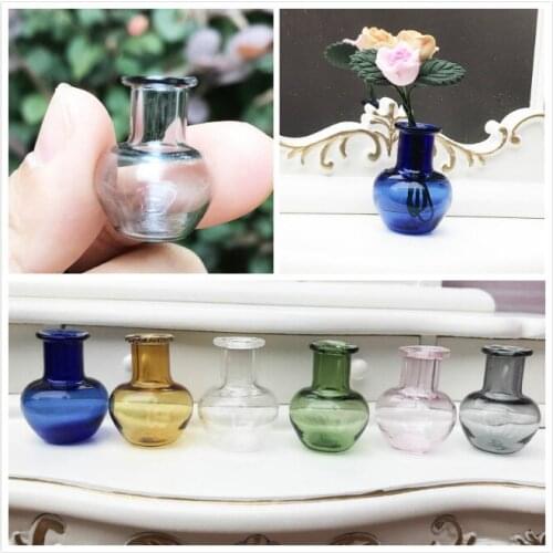 M02-X066 children baby gift Toy 1:12 Dollhouse mini Furniture Miniature rement Multi-color glass vase random 1pcs