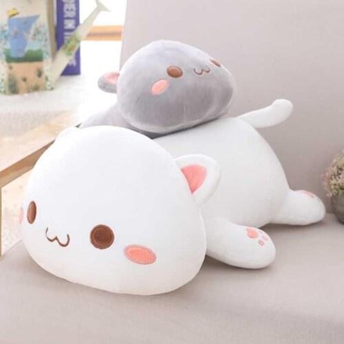 35/50/60cm Cute Soft Grey White Cat Plush Toys Stuffed Office Nap Bed Sleep Pillow Home Decor Gift Doll Pillows For Kids