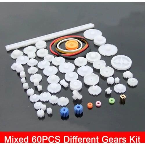 Fine ABS Plastic Gear Kit 0.5M Mixed 60 pcs Different Gears DIY Toy Robot Motor Model Gearbox Accessories