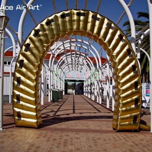 New shape durable horseshoe SHAPE golden arch inflatable horseshoe style entrance archway gold gate for Display