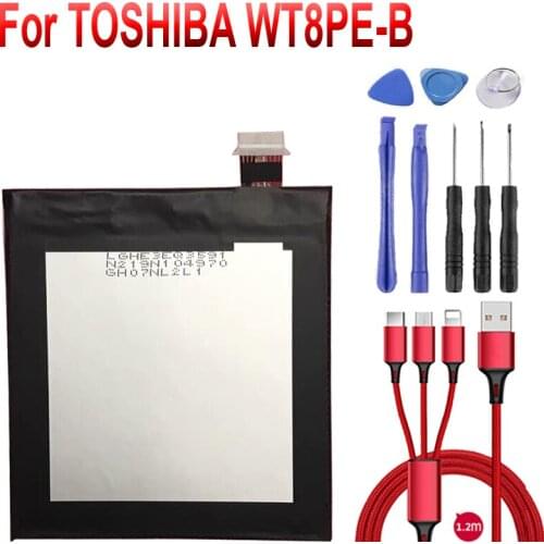 100% New Genuine battery PA5203U-1BRS for TOSHIBA WT8PE-B , 3.7V, 3788mAh, 14W, black +USB cable+toolkit