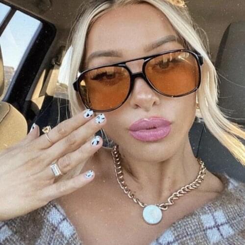 New Fashion Vintage Ladies Womens Sunglasses Brand Designer Retro Black Yellow Lens Sun Glasses Female UV400 Pilot Eyewear