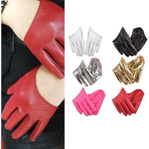 1PC Fashion Leather Sexy Dancer Modelling Half Finger PU Gloves Ladys Fingerless Driving Show Pole Dance