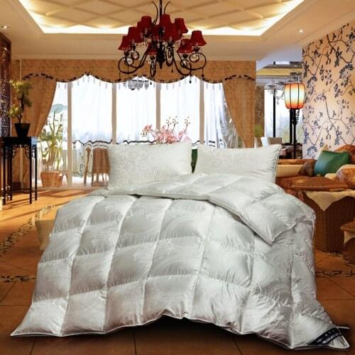 Luxury Jacquard 100% white duck/goose down winter quilt comforter blanket duvet filling twin queen king size bedding quilt