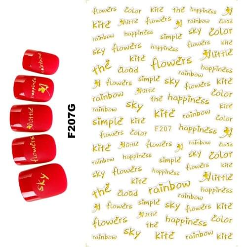 UPRETTEGO SUPER THIN SELF ADHENSIVE 3D NAIL ART NAIL SLIDER STICKER WHITE BLACK GOLDEN SILVERY COLORS LOVE LETTER F205-208