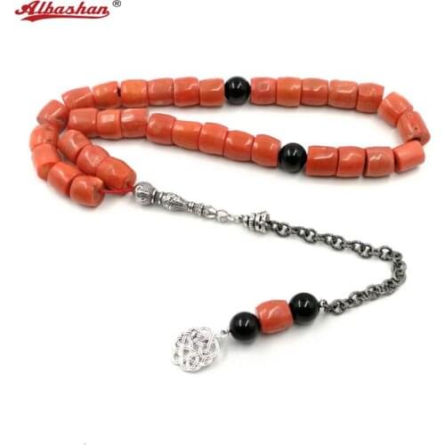 Tasbih Natural Coral Big Size Valuable gift Eid deep sea coral Muslim jewelry Fashion islamic Favorites Bracelets