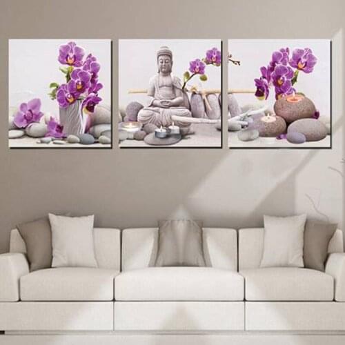 Triptych flower Buddha Mosaic Needlework Diamond painting resin diy diamond embroidery full square rhinestone wall sticker E1040