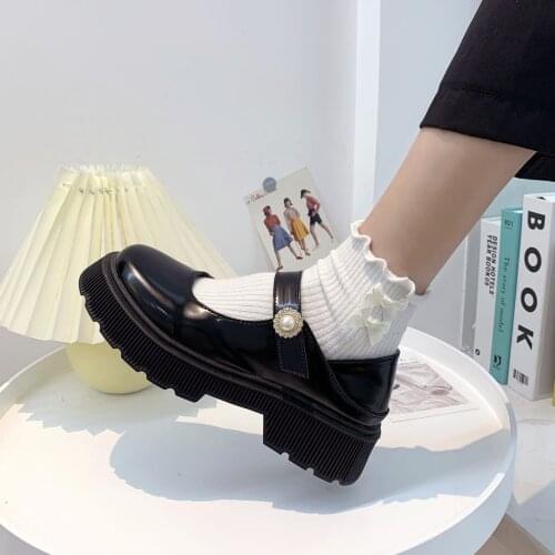 Lolita shoes Lady Maid Uniform Performance Buckle Round Head Thick High Heel Muffin Thick Sole Single Mary Jane Shoe Cosplay