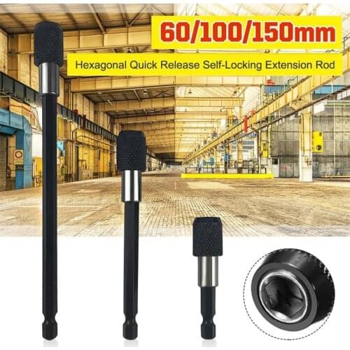60-100mm 1/4" Hexagonal Shank Electric Drill Extension Rods Quick Release Self-Locking Screwdriver Bit Holder