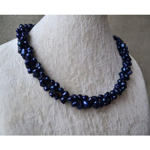 Pearl Necklace New Luck Jewelry Store Wedding Twisted Necklace 6-7mm Navy Baroque Freshwater Pearl Jewelry Women Gift