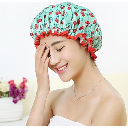 Women Hair Cap Hat Supplies Bathroom Double Layer Shower Waterproof Thick Cover Accessories