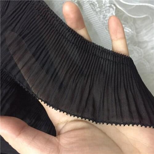 1 Yard High Quality Chiffon Ruffled Lace Trim In Black/White DIY Handmade Sewing Craft 5.5cm Wide