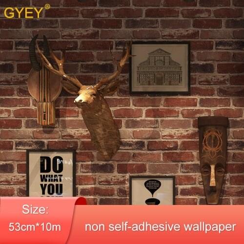 10M Rustic Vintage 3D Faux Brick Wallpaper Roll Vinyl PVC Retro Industrial Loft Wall Paper Red Black Grey Yellow Washable