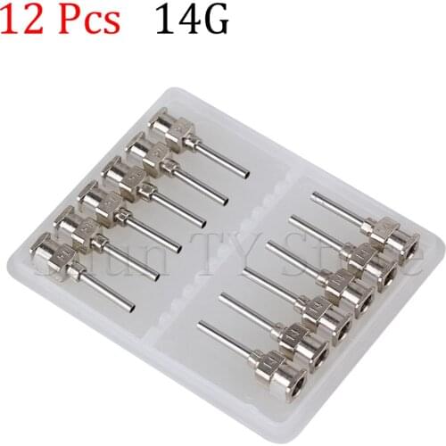 12 Pcs 1/2 Inch Silver Stainless Steel 14Ga Connector Glue Head Dispensing Needle, Suitable For Dispensing Electronic Components