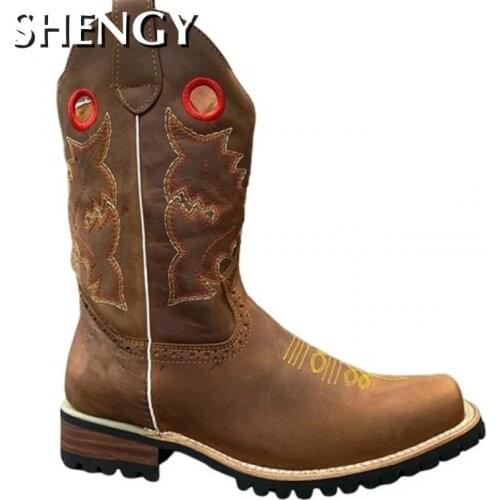 2020 Fashion Shoes Men Western Boots Cowboy Outdoor Boots Men Shoes Knee High Riding Boots Boots Vintage Riding Boots Zapatos