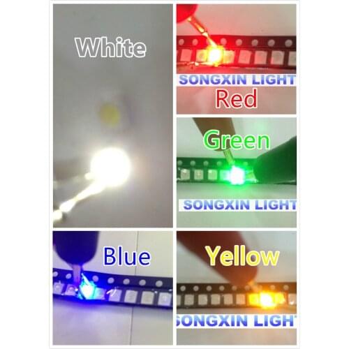 250pcs Super Bright 3528 1210 SMD LED Red/Green/Blue/Yellow/White 50pcs Each LED Diode 3.5*2.8*1.9 mm 3528 R/G/B/W/Y
