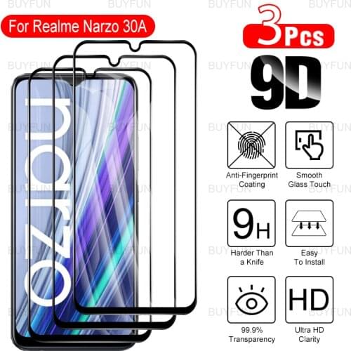 3pcs For Realme Narzo 30A 6.5 inch full cover front safety glass for realme narzo 30a 30 a rmx3171 protective screen protector