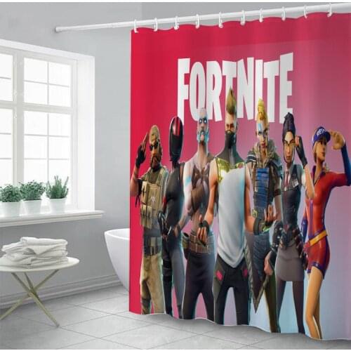 3D Cartoon Printed Shower Curtain Rugs Set Fortnite Game Bathroom Curtains Anime Figure Waterproof Bath Curtain Mat Home Decor