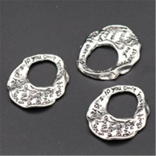 8pcs Silver color hollow cans pull ring charm earrings necklaces DIY fashion jewelry zinc alloy pendants A636