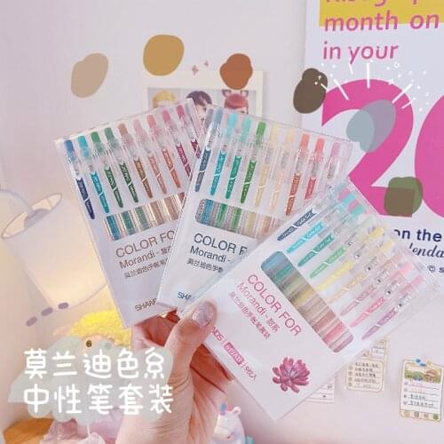 9colors/lot Cute Office Supplies 0.5mm Plastic Quick Drying Type Press Gel Pen School Writing Office Student Supplies Ink Pen
