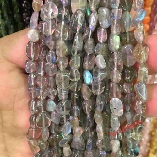 Free Shipping 6-8mm Irregular Blue Labradorite Loose Beads Natural Shaped Stone Beads For Jewelry Making 15