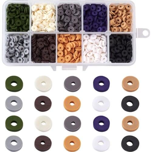 1 Box 6x1mm Pandahall Handmade Polymer Clay Beads Disc Hole:2mm Beads for DIY Jewelry Crafts Supplies Bracelet Making Decoration