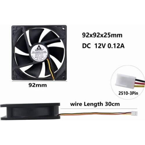 Gdstime 5 Pcs DC 12V 9cm 3Pin 3-Wire 92mm 9225s CPU Cooling Fan 92*92*25mm Computer Case Cooler 90mm Three Wires FG